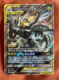 Pokemon Pikachu & Zekrom GX SM168 Black Star Full Art Holo LP - Image 4