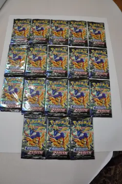 Crown Zenith Booster Pack Lot 18 FACTORY SEALED PACKS Pokemon TCG 2023 - Image 1