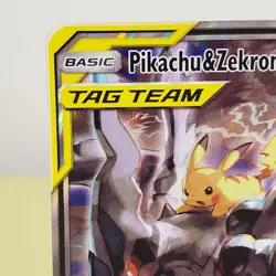POKEMON TCG PIKACHU & ZEKROM GX BLACK STAR PROMO Sm168 TAG TEAM FULL ART READ - Image 3