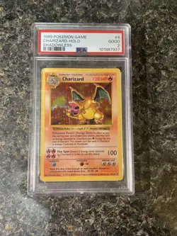 1999 POKEMON BASE SET SHADOWLESS #4 CHARIZARD-HOLO PSA 2 - Image 1