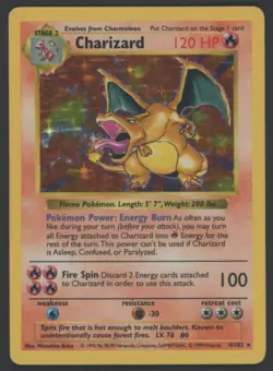 1999 Pokemon Base Set Shadowless #4/102 Charizard Holo - Image 1