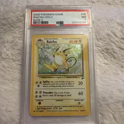 2000 Pokemon Raichu 016/130 Base Set 2 Holo PSA 7 Trading Card Game TCG Vintage - Image 1