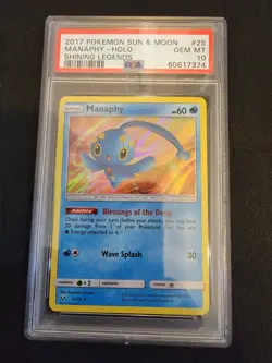 Holo Foil Manaphy # 25/73 Shining Legends Set Pokemon Cards PSA 10 GEM MINT - Image 2