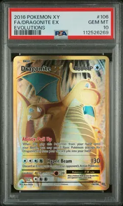2016 POKEMON XY EVOLUTIONS #106/108 DRAGONITE EX ULTRA RARE PSA 10 - Image 1