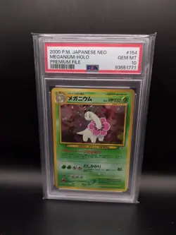 Pokemon TCG Meganium Neo Premium File No.154 Holo Swirl PSA 10 Gem Mint - Image 1