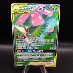 2019 Pokemon Venusaur & Snivy GX Tag Team 210/236 Cosmic Eclipse - Image 1