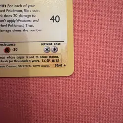 Zapdos 30/62 Fossil Unlimited Non Holo Rare 1999 Vintage Pokemon Card - Image 5