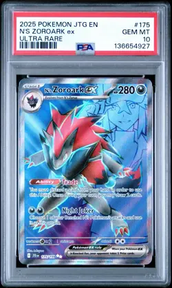 PSA 10 GEM MINT N's Zoroark EX 175/159 SV09 Journey Together Pokemon Card - Image 1
