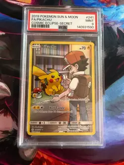 2019 POKEMON SUN & MOON COSMIC ECLIPSE SECRET #241 FULL ART/PIKACHU PSA 9 - Image 1