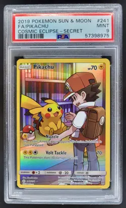 2019 Pokemon Sun & Moon Cosmic Eclipse Pikachu Secret Rare #241/236 PSA 9 NE - Image 1