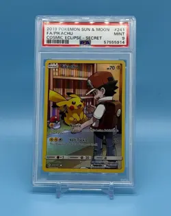 PSA 9 2019 Pokemon Sun & Moon #241 FA/Pikachu Cosmic Eclipse - Secret Rare - Image 1