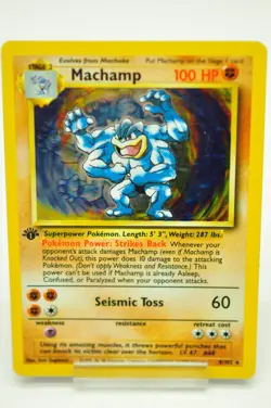 Pokemon card TCG Machamp 8/102 Holo Rare Base Set 1999 English Excellent - Image 1