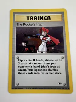 Pokemon The Rocket’s Trap 19/132 Holo Gym Heroes Rare MP Bend WOTC Original - Image 1