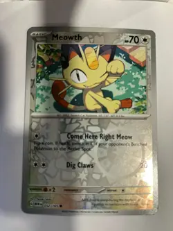 Meowth 052/165 Scarlet & Violet 151 Pokemon Reverse Holo Foil Rare - Image 1