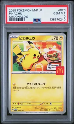 PSA 10 Pikachu 020/M-P M-P Promotional Cards Japanese PROMO McDONALD'S 2025 - Image 1
