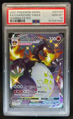 2021 Pokemon SWSH Shining Fates Charizard VM Shiny Vault Foil SV107/SV122 PSA 10 - Image 1