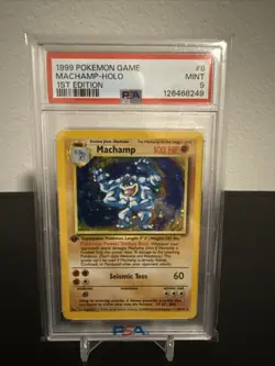 Pokemon Machamp Holo 1999 Base Set 1st Edition #8/102 PSA 9 NM-MT - Image 1