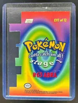 2000 Topps Pokemon TV Animation Edition Series 2 Abra Die Cut Embossed #EV7 - Image 2