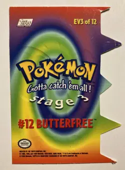 Pokemon Topps Butterfree #12 Die Cut EV3 of 12, 2000 Embossed - Image 2