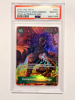 One Piece Kingdoms Of Intrigue- Donquixote Doflamingo SR Alt Art OP04-031 PSA 10 - Image 1