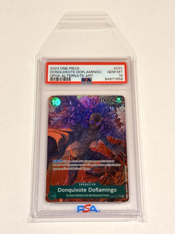 One Piece Kingdoms Of Intrigue- Donquixote Doflamingo SR Alt Art OP04-031 PSA 10 - Image 3