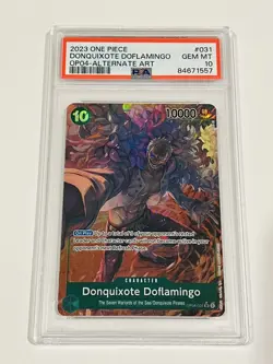 One Piece Kingdoms Of Intrigue- Donquixote Doflamingo SR Alt Art OP04-031 PSA 10 - Image 1
