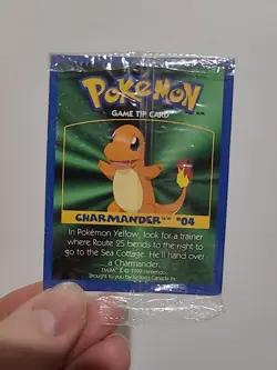 1999 Kelloggs Game Tip Pokemon 3 cards Booster Pack Charmander Cubone SEALED - Image 2