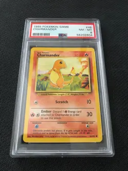 1999 Pokemon Game #46 Charmander PSA 8 Base Set Unlimited Card NEAR MINT - Image 2