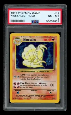 1999 WOTC POKEMON BASE SET UNLIMITED NINETALES 12/102 HOLO RARE PSA 8 NM-MT - Image 1