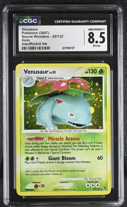 CGC 8.5 ERROR Venusaur 2007 Secret Wonders 20/132 Holo Pokemon Card - Image 1