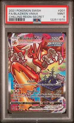 2021 POKEMON SWORD & SHIELD CHILLING REIGN SECRET FULL ART/BLAZIKEN VMAX PSA 9 - Image 1