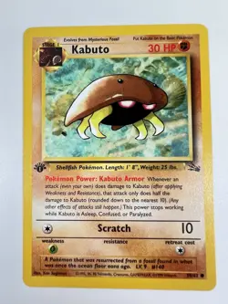 1999 Pokemon Fossil Kabuto #50/62 1st Edition NM - WOTC Vintage Original - Image 1
