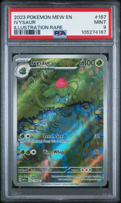 2023 POKEMON S&V MEW 151 IVYSAUR 167/165 ILLUSTRATION RARE HOLO PSA 9 MINT - Image 1