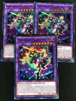YUGIOH PERFORMAGE TRAPEZE WITCH MZTM-EN053 1ST SUPER X3 (NM) - Image 1