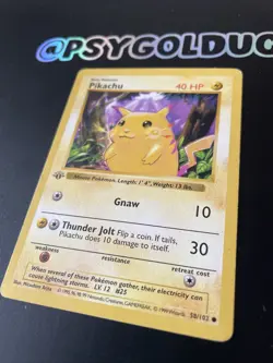 Pikachu Base Set Pokemon Card Yellow Cheeks Shadowless 1st edition LP - Image 4
