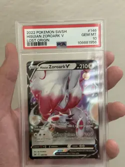 Pokemon TCG Hisuian Zoroark Lost Origin Ultra Rare Holo Card #146 PSA GEM MT 10 - Image 1