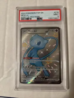 Pokemon Mew EX TCG Paldean Fates Holo Shiny Ultra Rare Card 216/091 PSA 9 Mint - Image 1