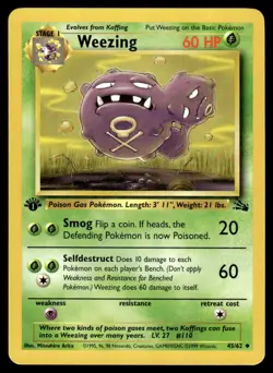 Pokemon TCG Fossil 1st Edition #45/62 Weezing LP+ - Image 1