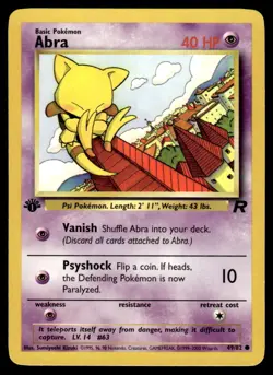 Pokemon TCG Team Rocket 1st Edition #49/82 Abra LP+ - Image 1