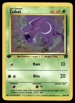 Pokemon TCG Team Rocket 1st Edition #70/82 Zubat LP+ - Image 1