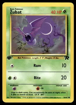 Pokemon TCG Team Rocket 1st Edition #70/82 Zubat LP+ - Image 1