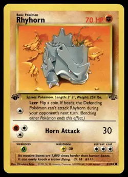 Pokemon TCG Jungle 1st Edition #61/64 Rhyhorn LP+ - Image 1