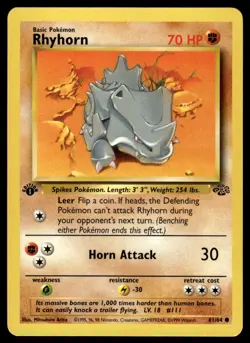 Pokemon TCG Jungle 1st Edition #61/64 Rhyhorn LP+ - Image 1