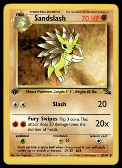 Pokemon TCG Fossil 1st Edition #41/62 Sandslash LP+ - Image 1