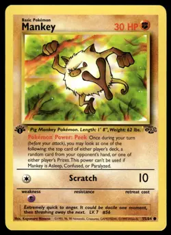 Pokemon TCG Jungle 1st Edition #55/64 Mankey LP+ - Image 1