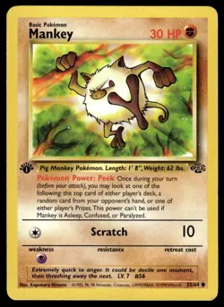 Pokemon TCG Jungle 1st Edition #55/64 Mankey LP+ - Image 1