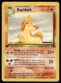 Pokemon TCG Jungle 1st Edition #44/64 Rapidash LP+ - Image 1