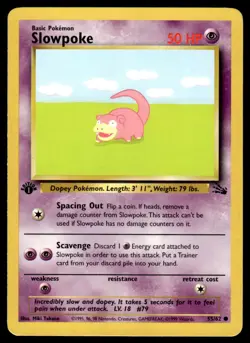 Pokemon TCG Fossil 1st Edition #55/62 Slowpoke LP+ - Image 1