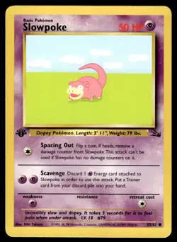 Pokemon TCG Fossil 1st Edition #55/62 Slowpoke LP+ - Image 1