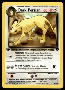 Pokemon TCG Team Rocket 1st Edition #42/82 Dark Persian LP+ - Image 1
